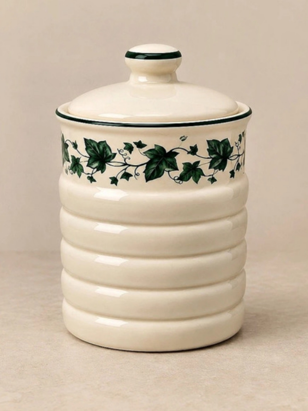 HIMARK Floral Ceramic Food Storage Canister Cream Green